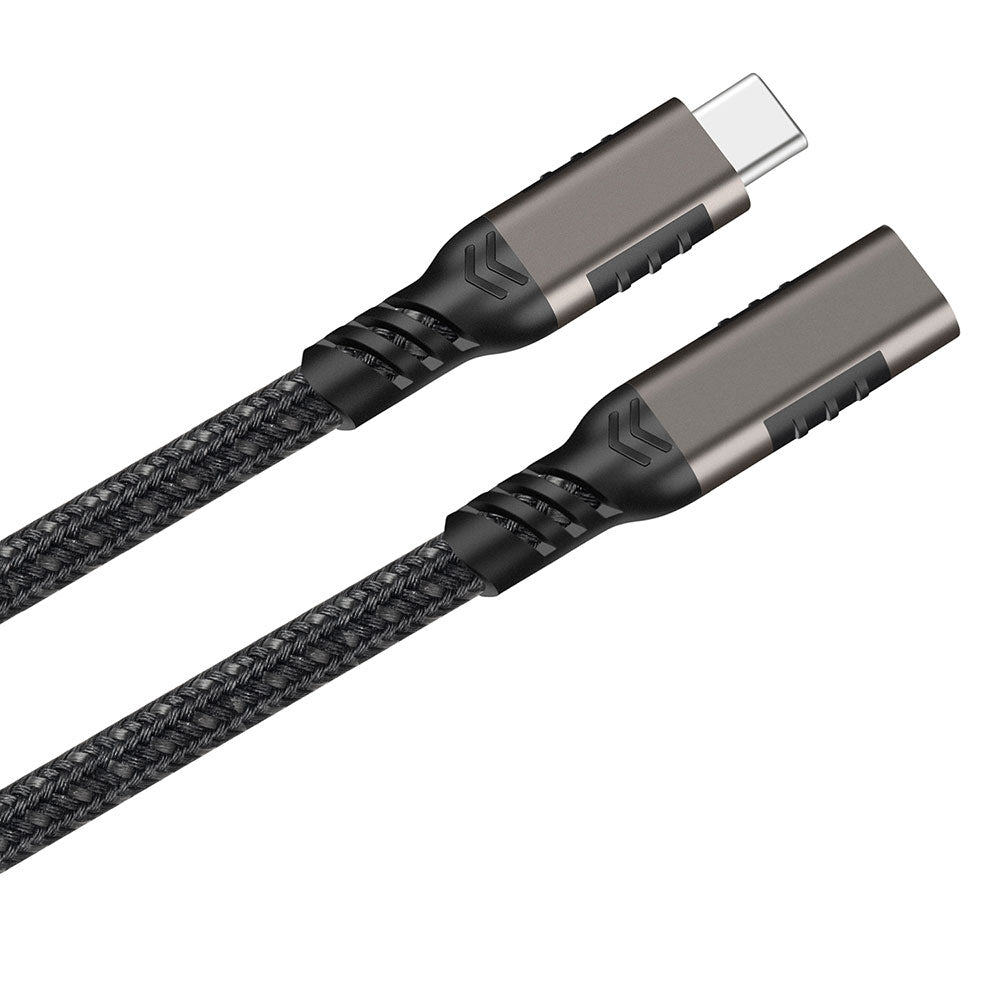 Qgeem Extension USB3.2 Type-C PD Uzatma Kablosu 100W 20Gbps 4K@60Hz 1.5 Metre Siyah
