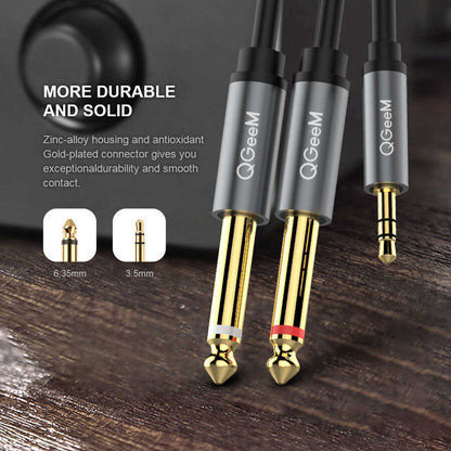 Qgeem QG-AU01 3.5mm To 6.35mm Aux Audio Kablo 1M Siyah