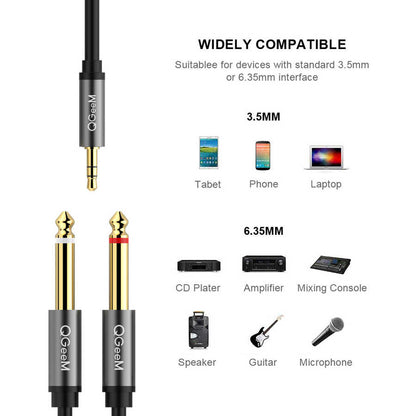 Qgeem QG-AU01 3.5mm To 6.35mm Aux Audio Kablo 1M Siyah
