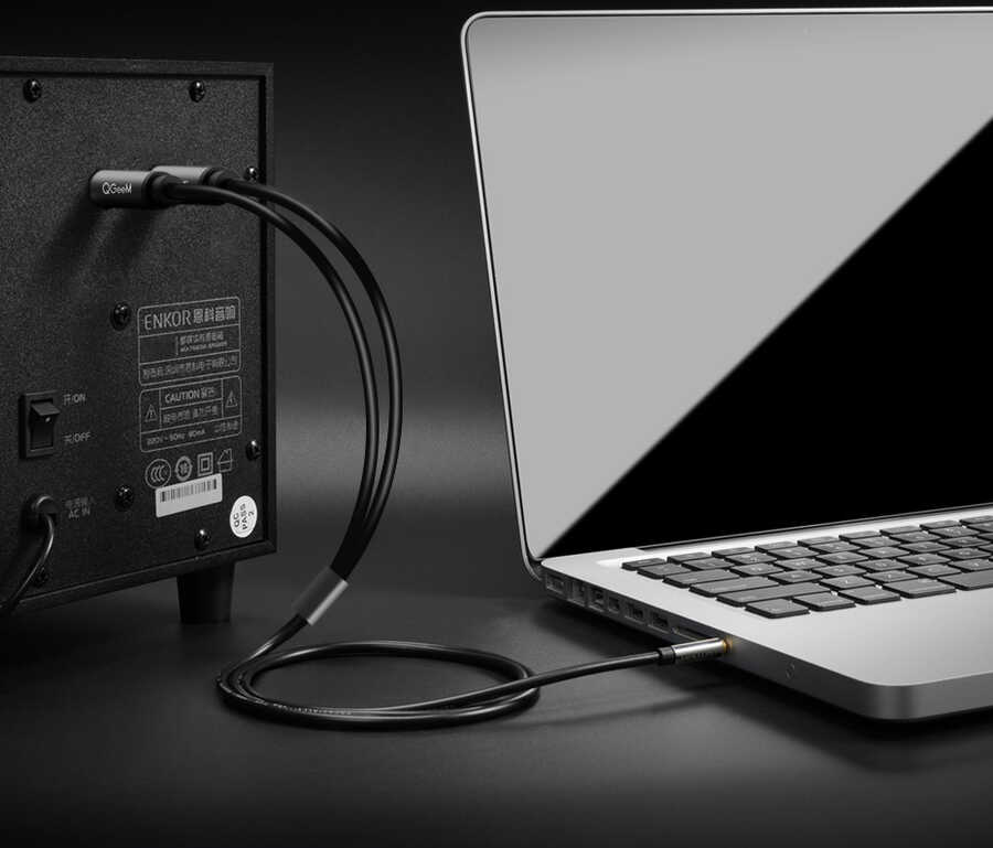 Qgeem QG-AU01 3.5mm To 6.35mm Aux Audio Kablo 1M Siyah