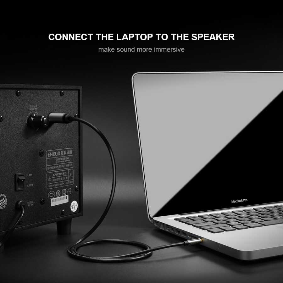 Qgeem QG-AU02 3.5mm To 6.35mm Aux Audio Kablo 1.5M Siyah