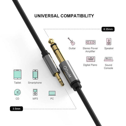 Qgeem QG-AU02 3.5mm To 6.35mm Aux Audio Kablo 1.5M Siyah