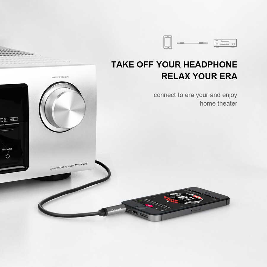 Qgeem QG-AU02 3.5mm To 6.35mm Aux Audio Kablo 2M Siyah