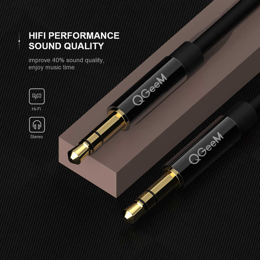 Qgeem QG-AU04 3.5mm Aux Audio Kablo 1M Siyah