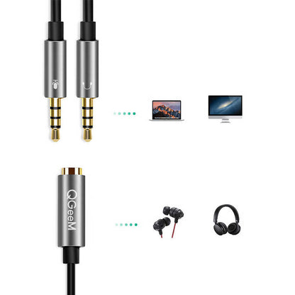 Qgeem QG-AU06 3.5mm Çoğaltıcı Audio Kablo Siyah