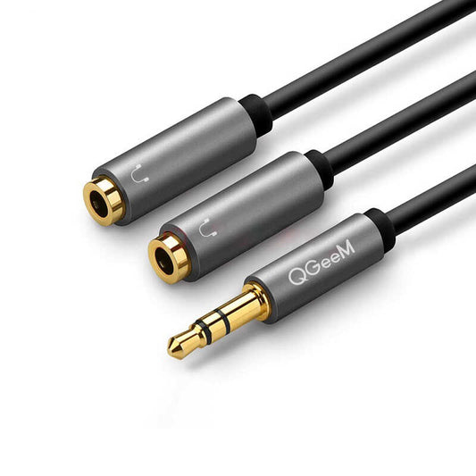 Qgeem QG-AU08 3.5mm Çoğaltıcı Audio Kablo Siyah