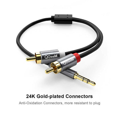Qgeem QG-AU09 3.5mm To RCA Aux Audio Kablo 5M Siyah