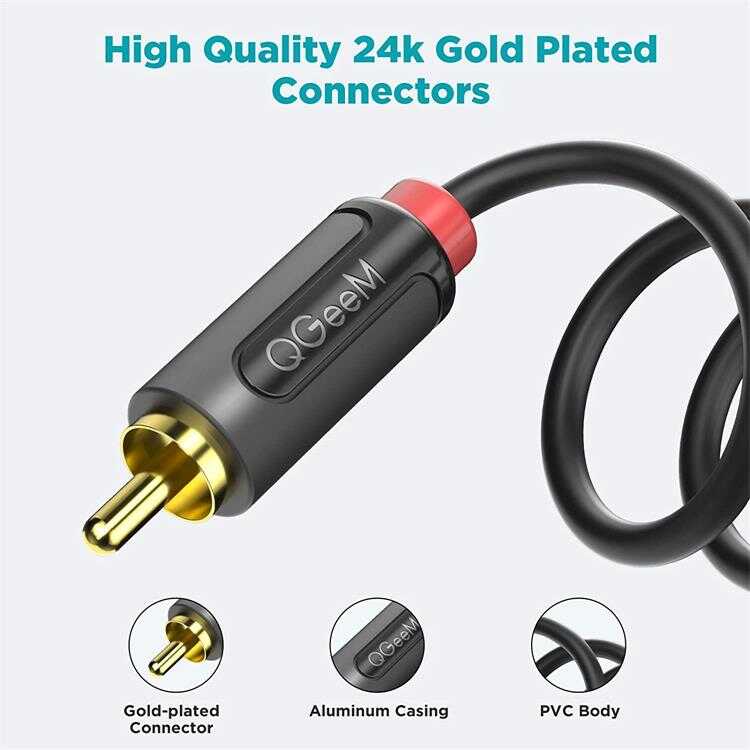 Qgeem QG-AU11 RCA Aux Audio Kablo 1.83M Siyah