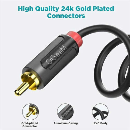 Qgeem QG-AU11 RCA Aux Audio Kablo 3.05M Siyah