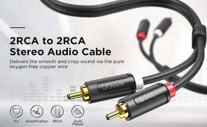 Qgeem QG-AU12 Dual RCA Aux Audio Kablo 1.83M Siyah