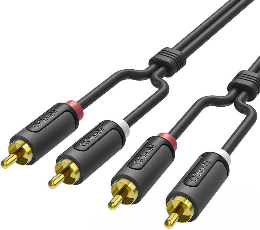 Qgeem QG-AU12 Dual RCA Aux Audio Kablo 1.83M Siyah