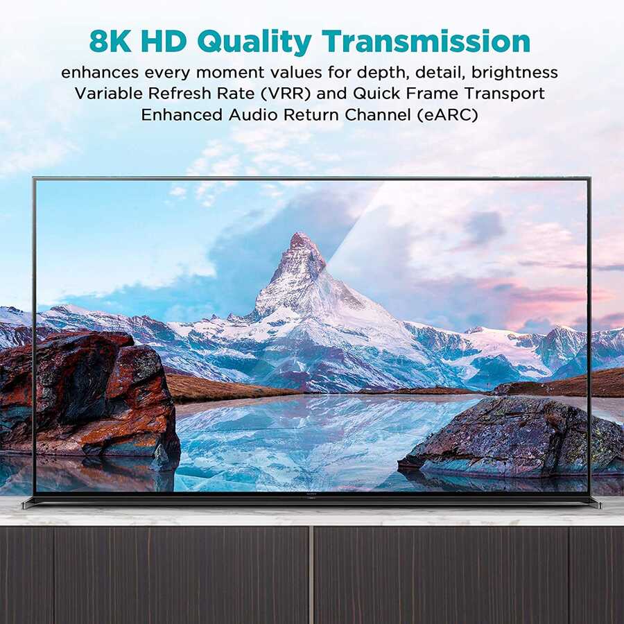 Qgeem QG-AV17 Görüntü ve Ses Aktarıcı HDMI Kablo 2.1 Versiyon 8K HD Kalite 48Gbps 3.05 metre Siyah