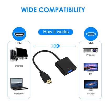 Qgeem QG-HD07 HDMI To VGA Dönüştürücü Siyah