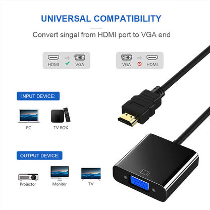 Qgeem QG-HD07 HDMI To VGA Dönüştürücü Siyah