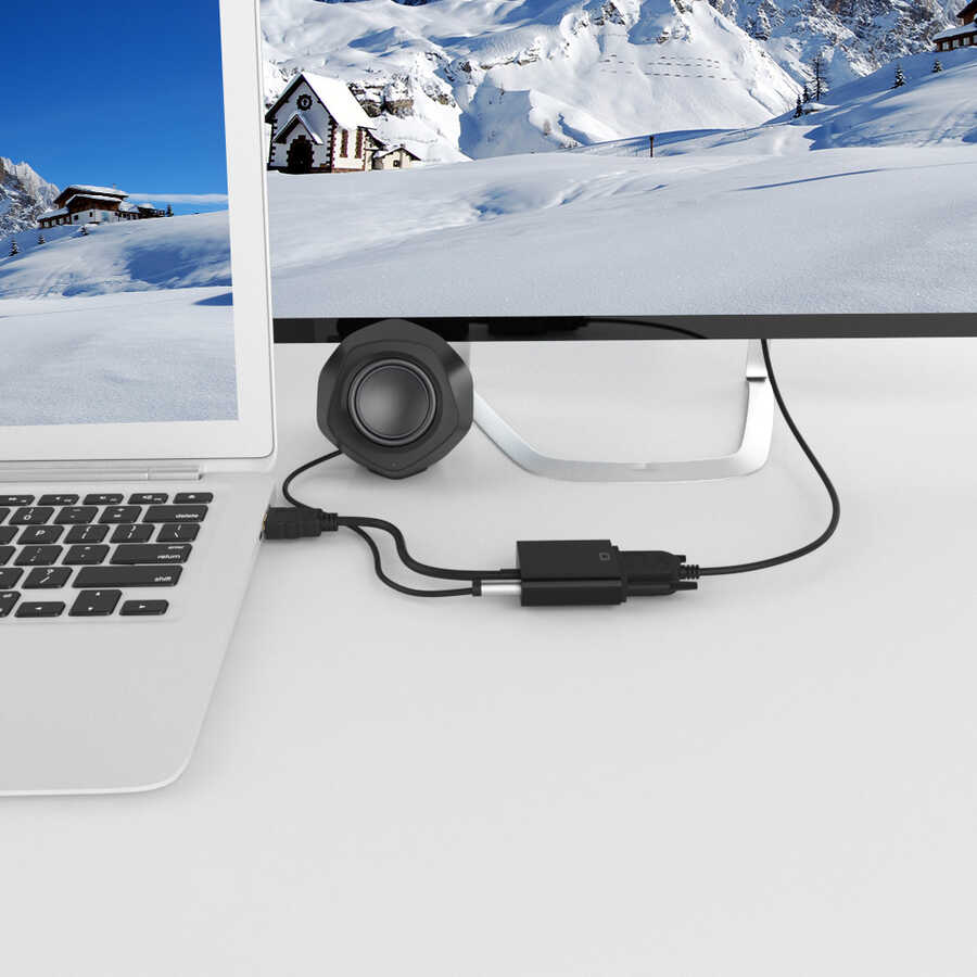 Qgeem QG-HD07 HDMI To VGA Dönüştürücü Siyah