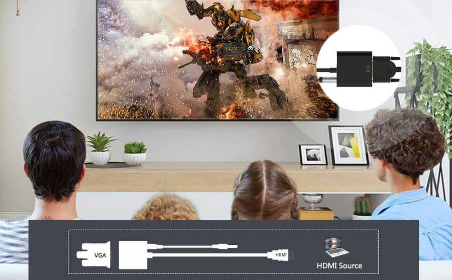 Qgeem QG-HD08 HDMI To VGA Dönüştürücü Siyah