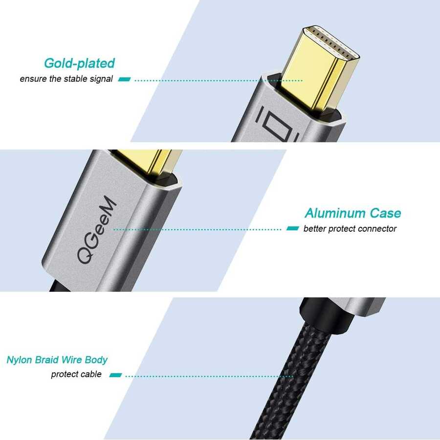 Qgeem QG-HD09 Mini Display Port To HDMI To Dönüştürücü Siyah