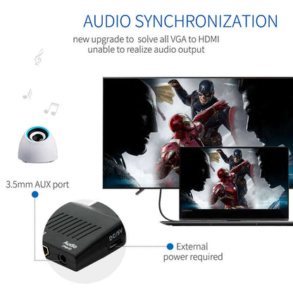 Qgeem QG-HD12 VGA To HDMI Dönüştürücü Siyah