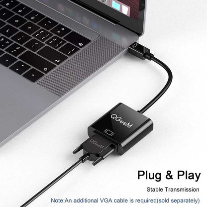 Qgeem QG-HD17 Mini Display Port To VGA Dönüştürücü Siyah