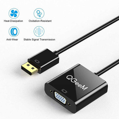 Qgeem QG-HD25 VGA To Display Port Dönüştürücü Siyah