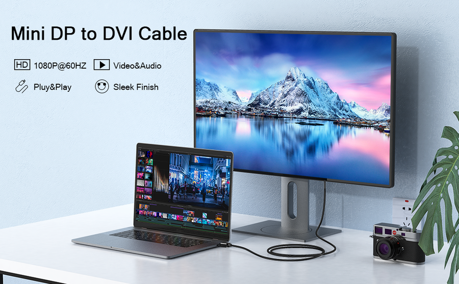 Qgeem QG-HD30 DVI To Mini Display Port Kablo Siyah