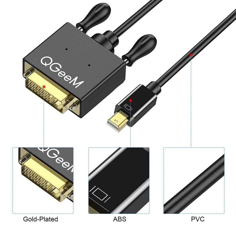 Qgeem QG-HD30 DVI To Mini Display Port Kablo Siyah