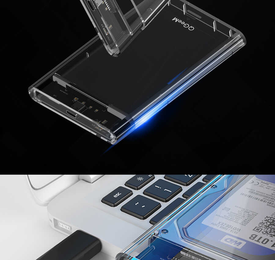 Qgeem QG-ST05 2.5 inç Sata Harddisk Veri Aktarım Kutusu Siyah