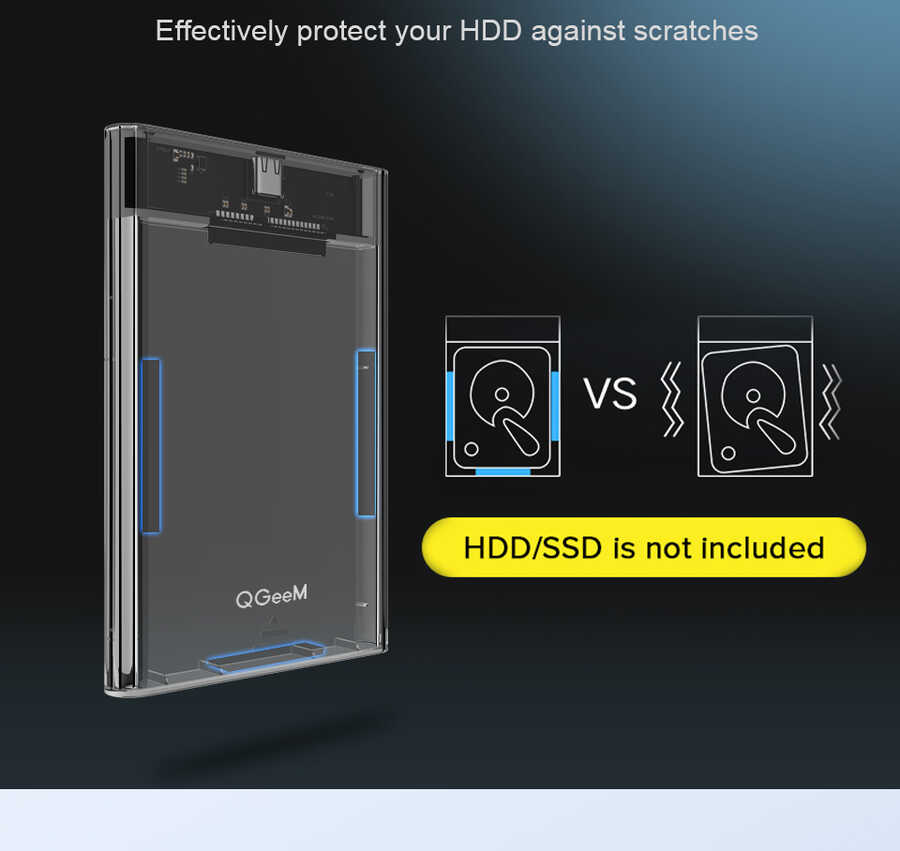 Qgeem QG-ST05 2.5 inç Sata Harddisk Veri Aktarım Kutusu Siyah