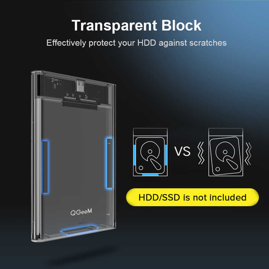 Qgeem QG-ST05 2.5 inç Sata Harddisk Veri Aktarım Kutusu Siyah