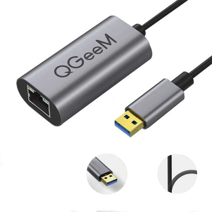 Qgeem QG-UA05 Usb To RJ45 Dönüştürücü Siyah
