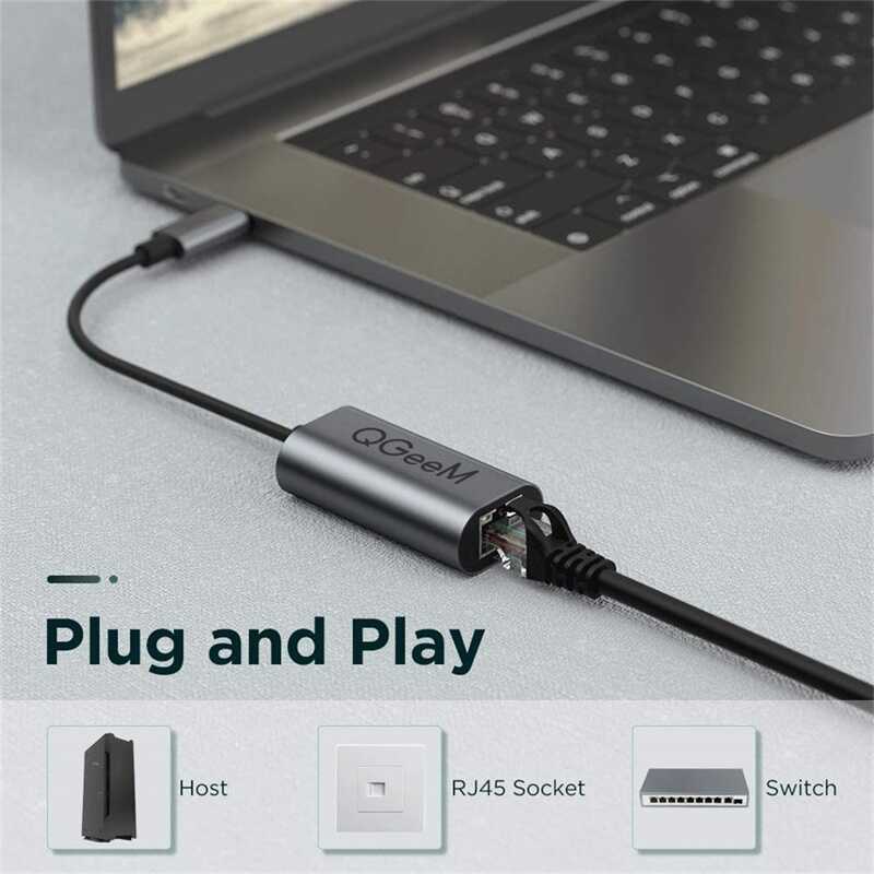 Qgeem QG-UA05 Usb To RJ45 Dönüştürücü Siyah