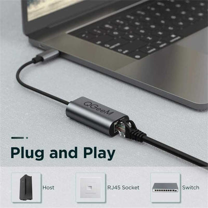 Qgeem QG-UA05 Usb To RJ45 Dönüştürücü Siyah
