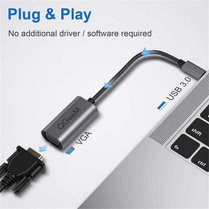 Qgeem QG-UA07 Usb To VGA Dönüştürücü Siyah