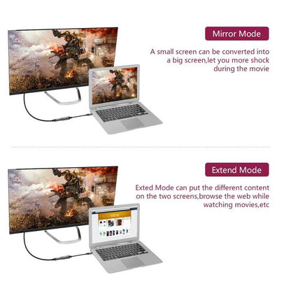 Qgeem QG-UA08 Type-C To Mini Display Dönüştürücü Siyah