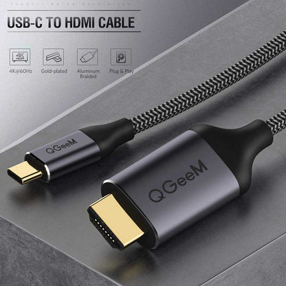 Qgeem QG-UA09 Type-C To HDMI Kablo Siyah