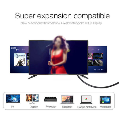 Qgeem QG-UA11 Type-C To HDMI Kablo 1.2M Siyah