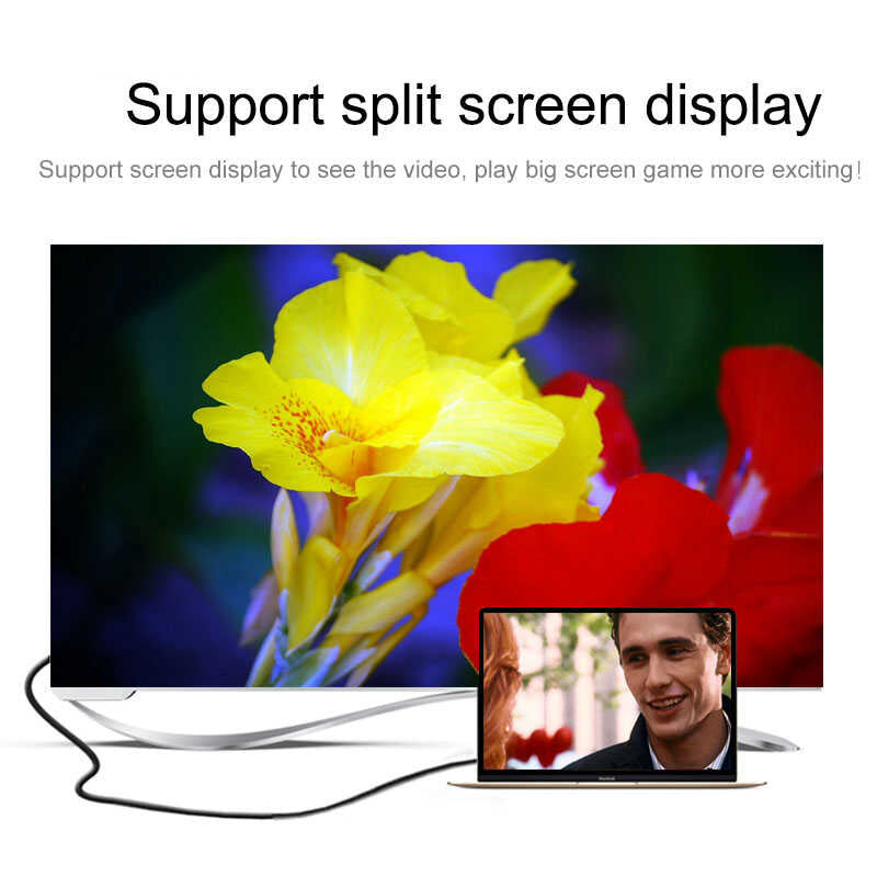 Qgeem QG-UA11 Type-C To HDMI Kablo 1.8M Siyah