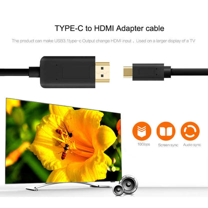 Qgeem QG-UA11 Type-C To HDMI Kablo 1.8M Siyah