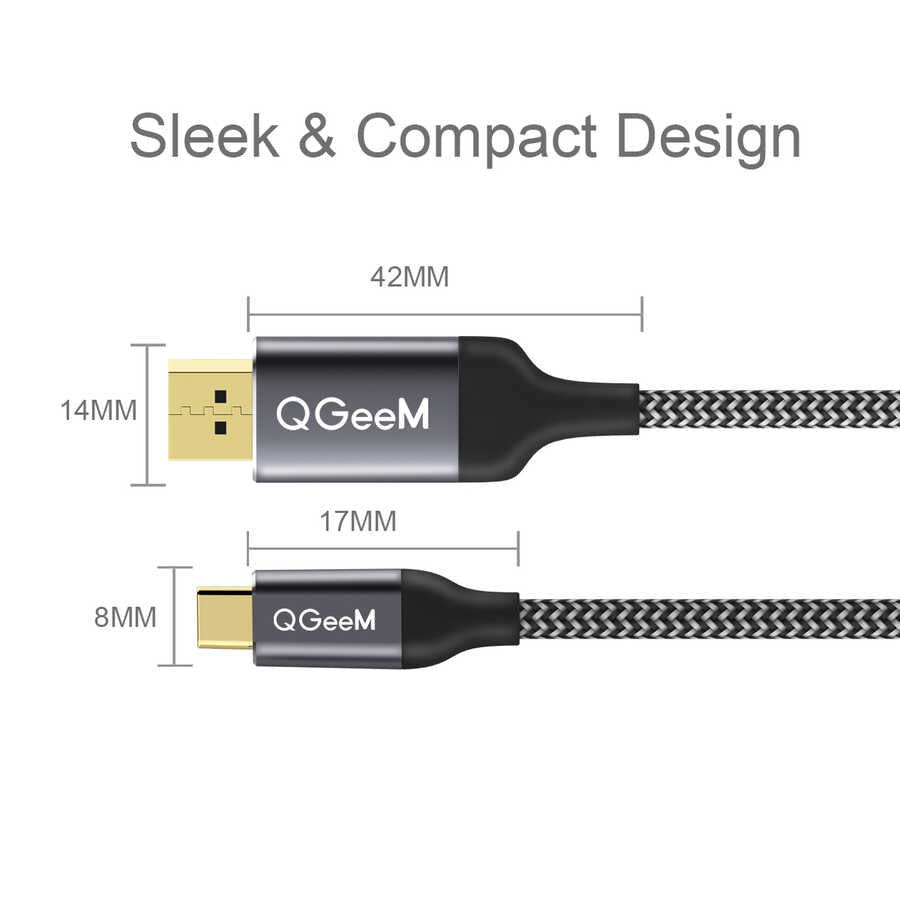 Qgeem QG-UA13 Type-C To Display Port Kablo Siyah