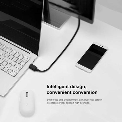 Qgeem QG-UA17 Type-C to VGA Adaptörü Yüksek Çözünürlüklü Dönüştürücü Kablo 1080p 60Hz 3 metre Siyah