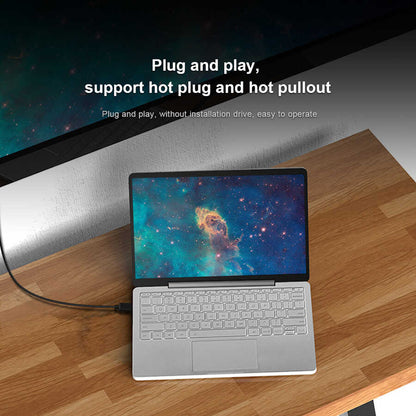 Qgeem QG-UA17 Type-C to VGA Adaptörü Yüksek Çözünürlüklü Dönüştürücü Kablo 1080p 60Hz 3 metre Siyah