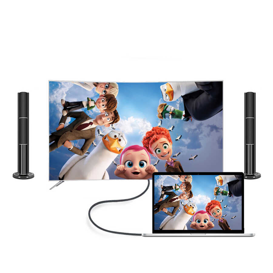 Qgeem QG-UA18 Type-C To DVI Kablo 1.2M Siyah