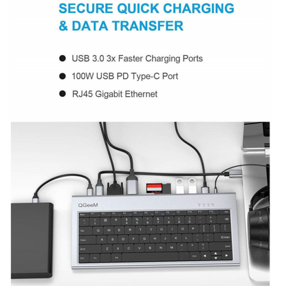 Qgeem QG-UH-11-2 Type-C Hub Klavye Siyah