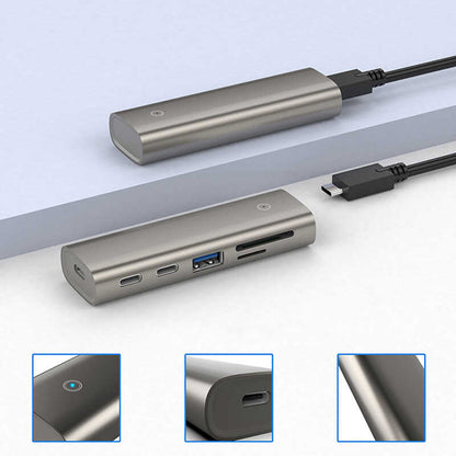 Qgeem QG-UH05 6 İn 1 Type-C Hub 22 Cm Gri