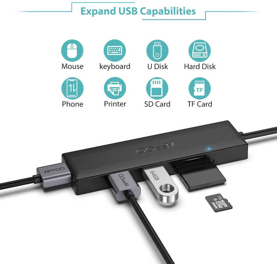 Qgeem QG-UH05 Usb Hub 0.8M Siyah