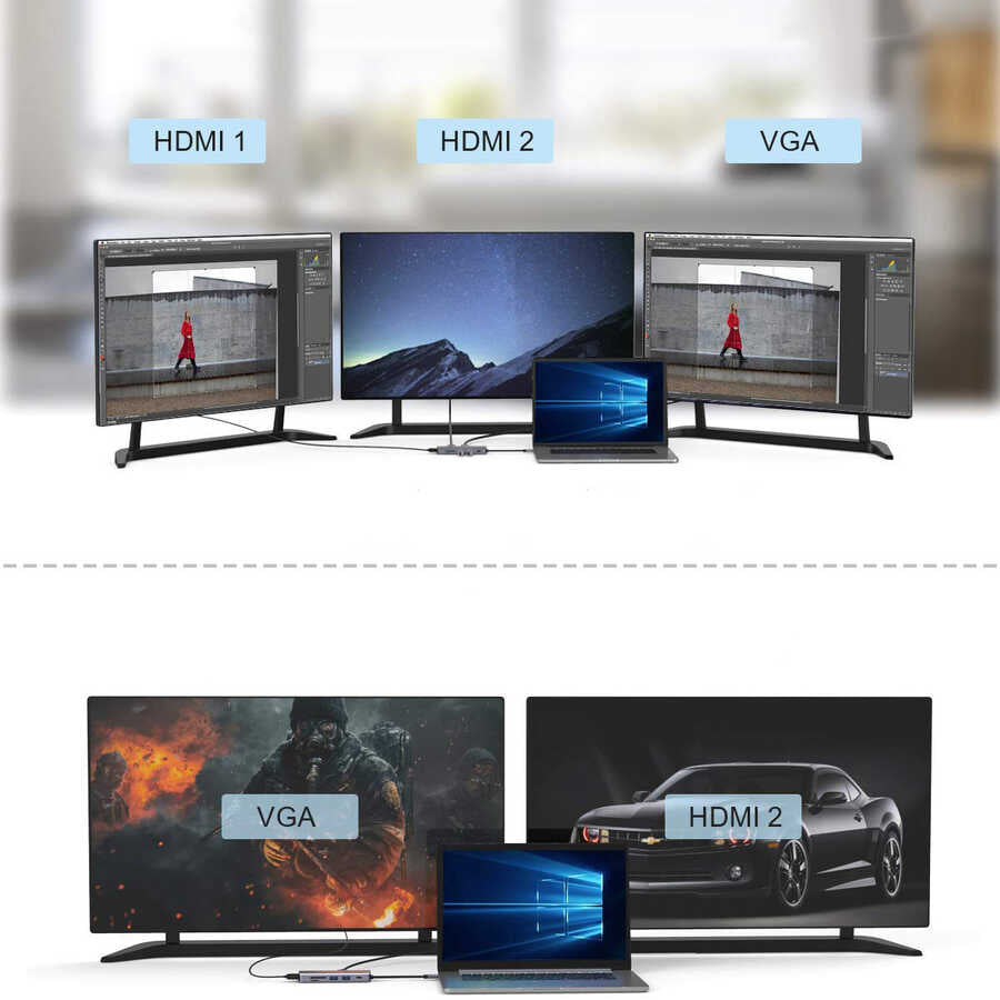 Qgeem QG-UH09 9 in 1 Usb Hub Gri