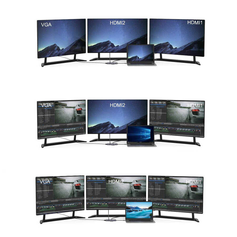 Qgeem QG-UH09 9 in 1 Usb Hub Gri