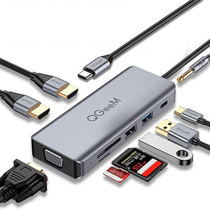 Qgeem QG-UH09 9 in 1 Usb Hub Gri