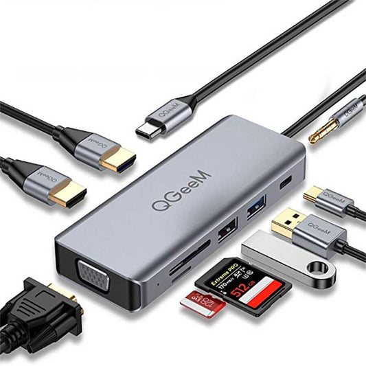 Qgeem QG-UH09 9 in 1 Usb Hub Gri