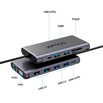 Qgeem QG-UH12-V 12 in 1 Usb Hub Gri
